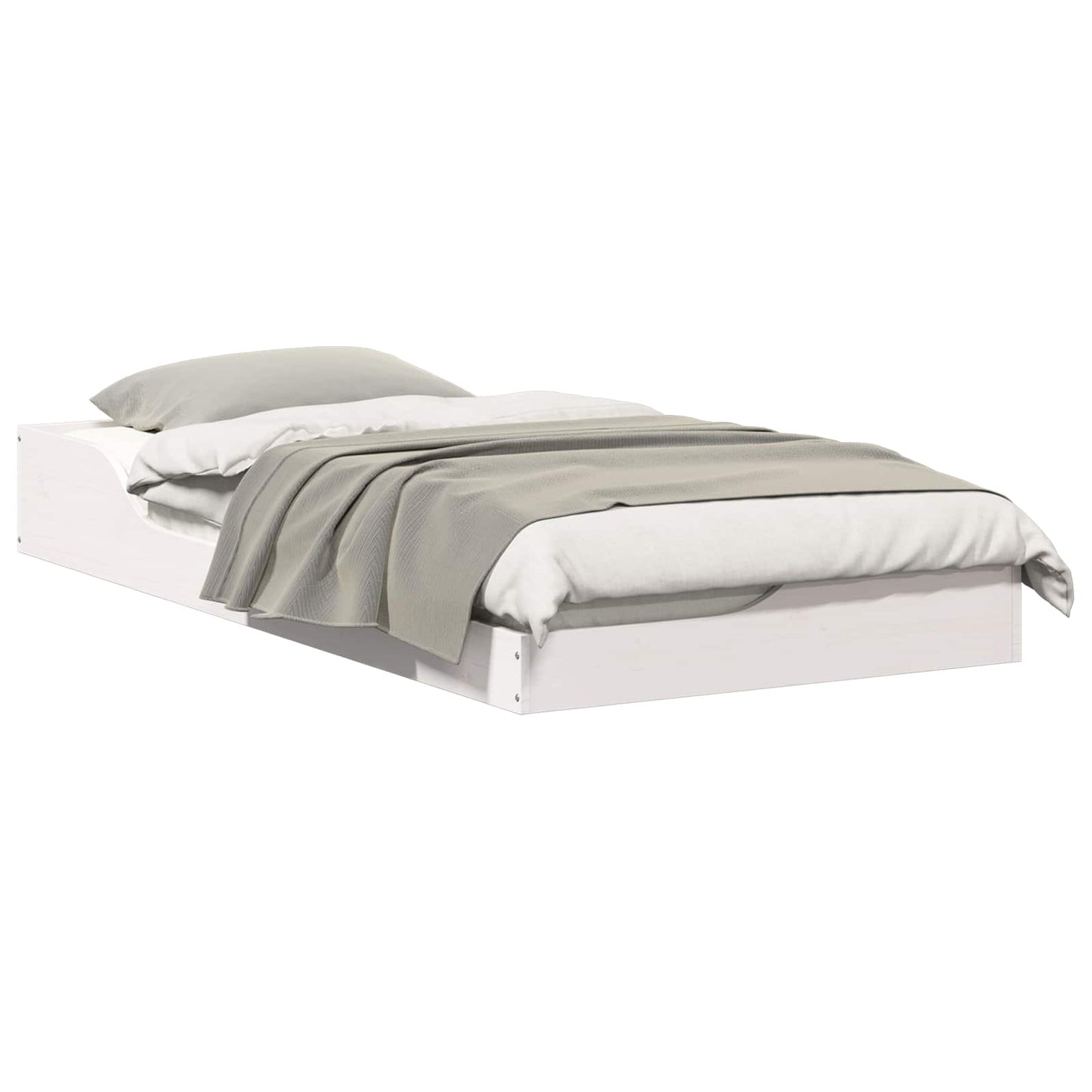 Bed Frame White 75 x 190 cm Solid Pine Wood