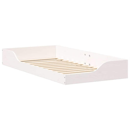 Bed Frame White 75 x 190 cm Solid Pine Wood