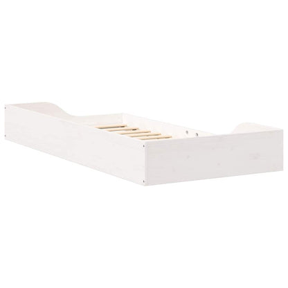 Bed Frame White 75 x 190 cm Solid Pine Wood