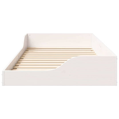Bed Frame White 75 x 190 cm Solid Pine Wood