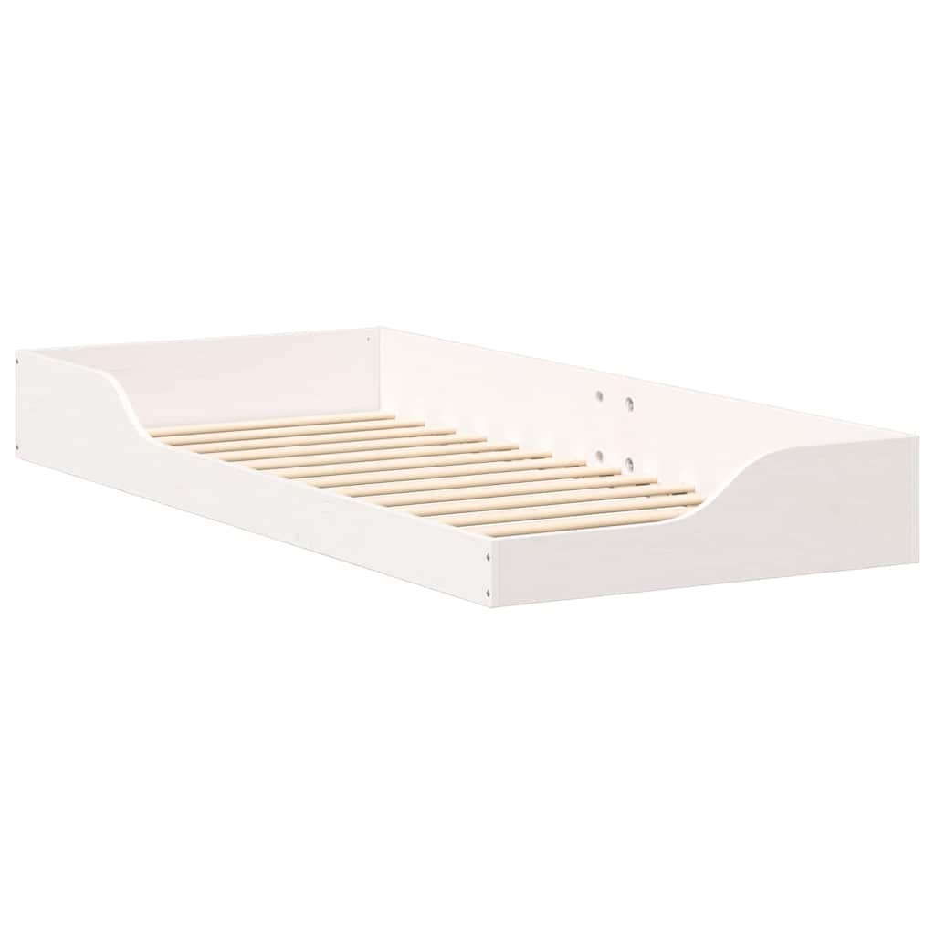 Bed Frame White 90 x 210 cm Solid Pine Wood