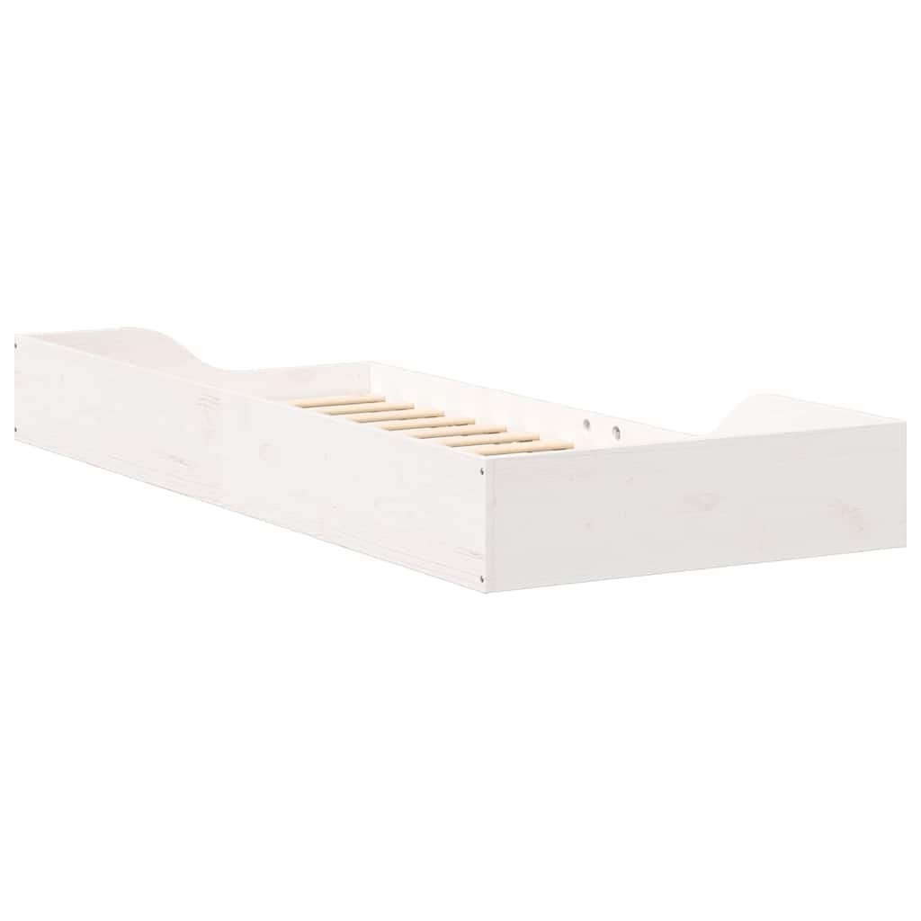 Bed Frame White 90 x 210 cm Solid Pine Wood