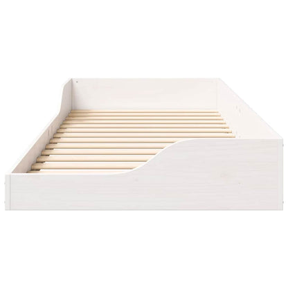 Bed Frame White 90 x 210 cm Solid Pine Wood