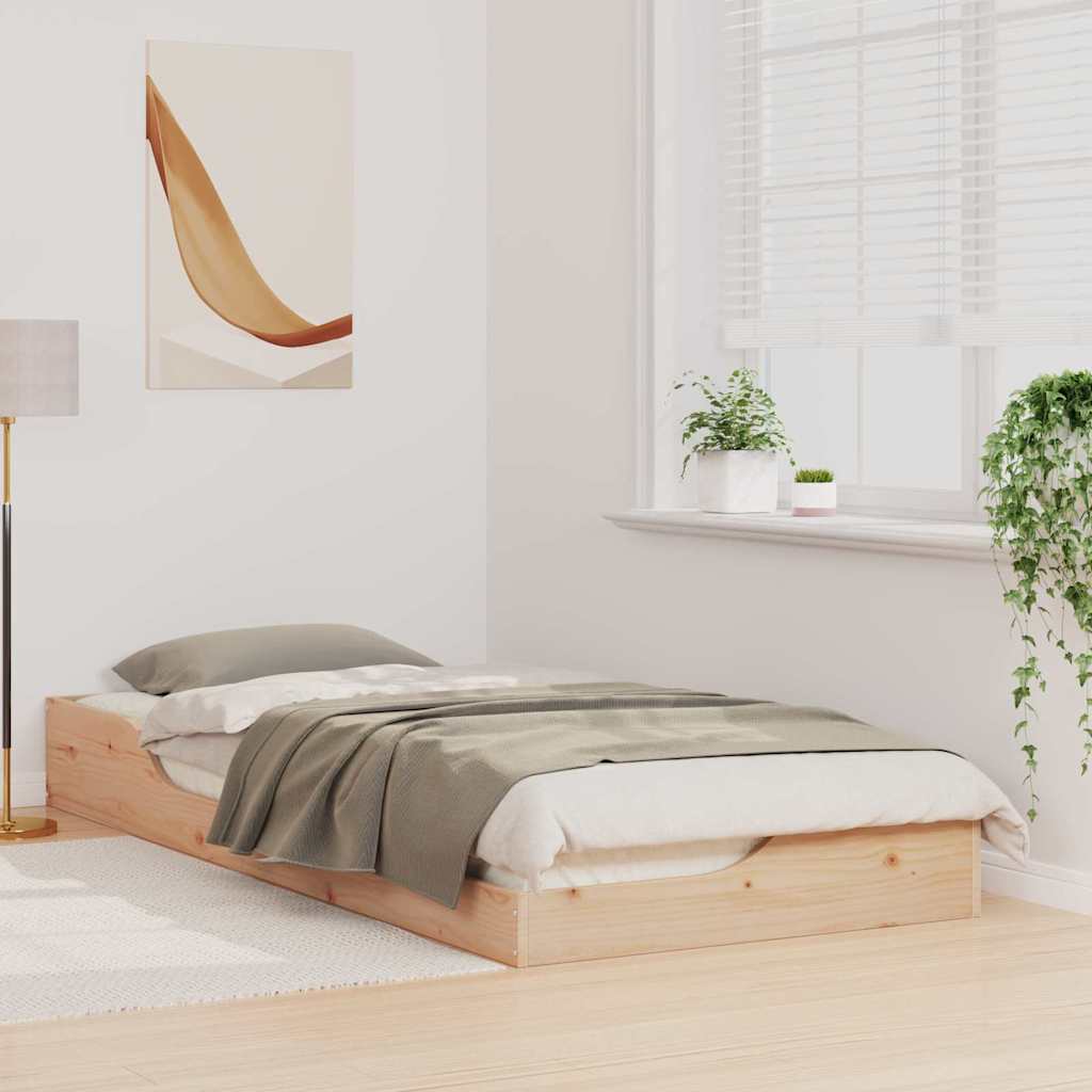 Bed Frame Brown 100 x 210 cm Solid Pine Wood