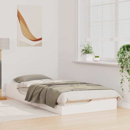 Bed Frame White 100 x 210 cm Solid Pine Wood