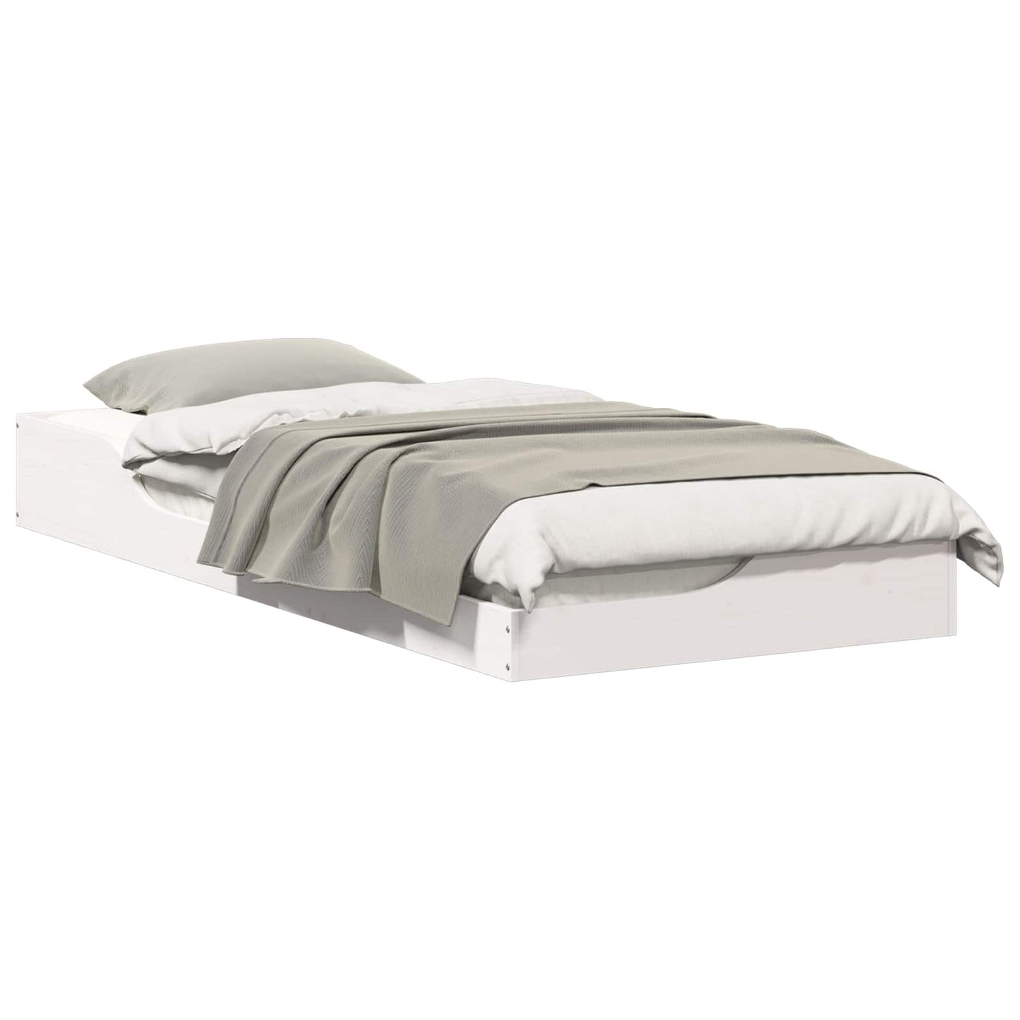 Bed Frame White 100 x 210 cm Solid Pine Wood
