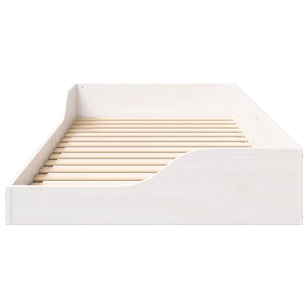 Bed Frame White 100 x 210 cm Solid Pine Wood