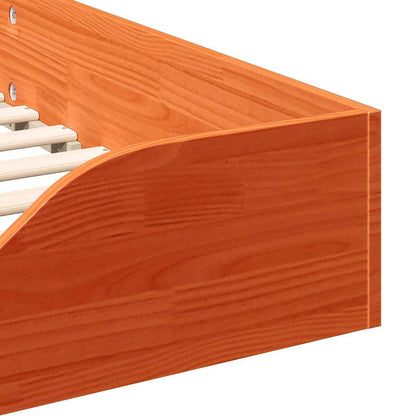 Bed Frame Wax Brown 100 x 210 cm Solid Pine Wood