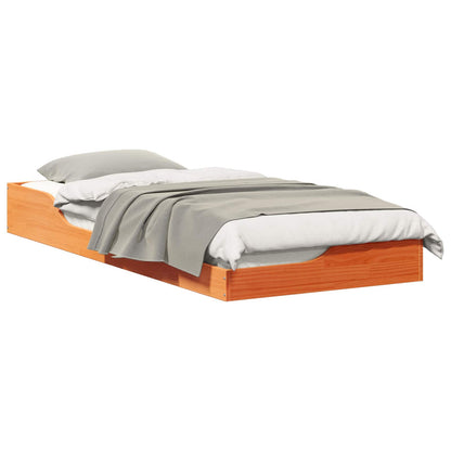 Bed Frame Wax Brown 100 x 210 cm Solid Pine Wood