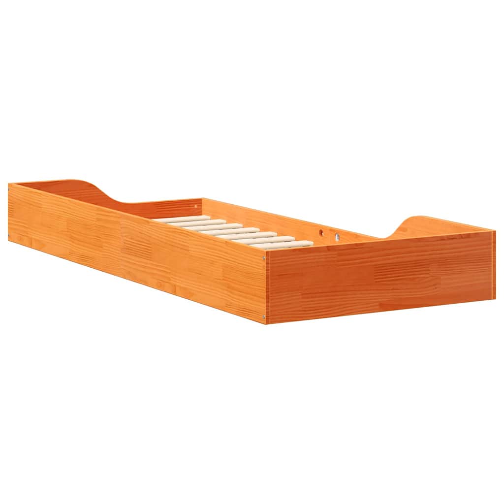 Bed Frame Wax Brown 100 x 210 cm Solid Pine Wood