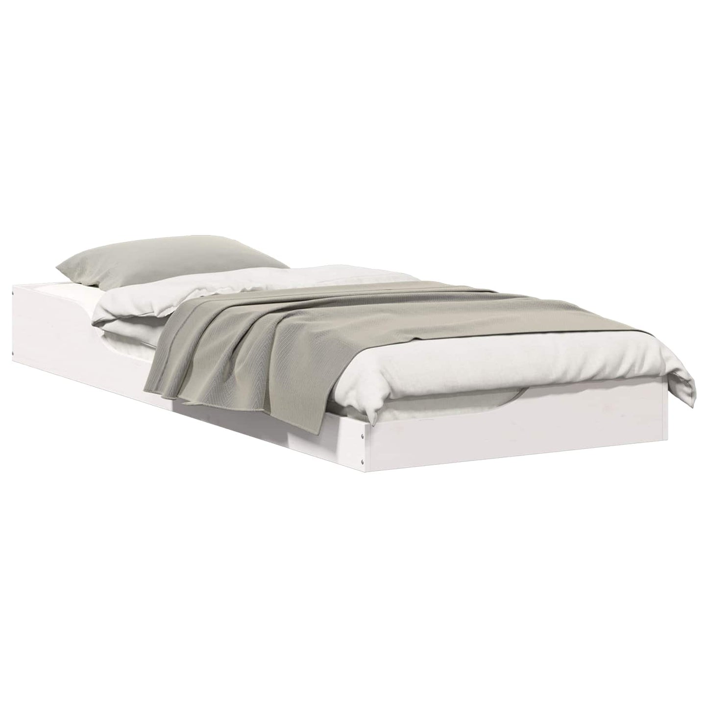 Bed Frame White 80 x 220 cm Solid Pine Wood