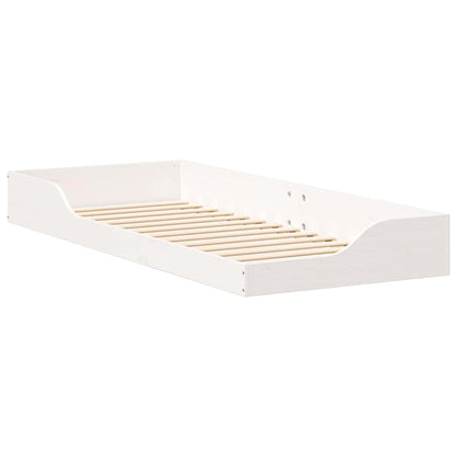 Bed Frame White 80 x 220 cm Solid Pine Wood