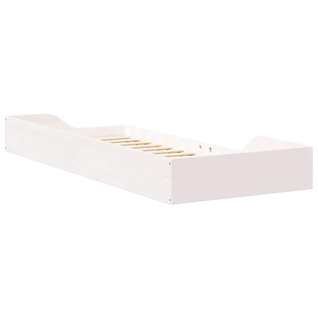 Bed Frame White 80 x 220 cm Solid Pine Wood