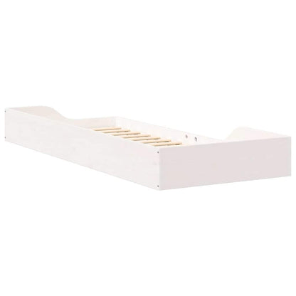 Bed Frame White 80 x 220 cm Solid Pine Wood