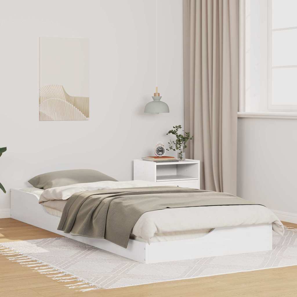 Bed Frame White 90 x 220 cm Solid Pine Wood
