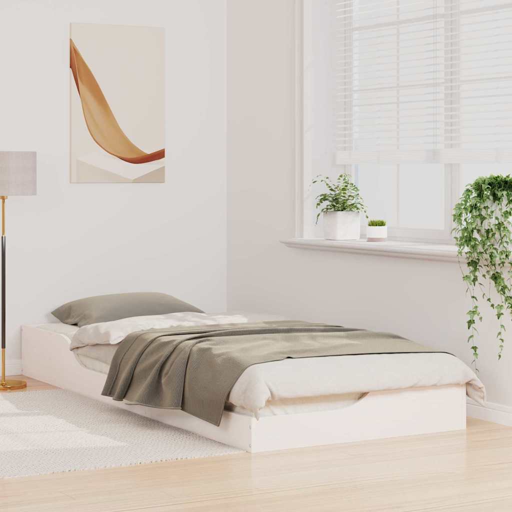 Bed Frame White 90 x 220 cm Solid Pine Wood