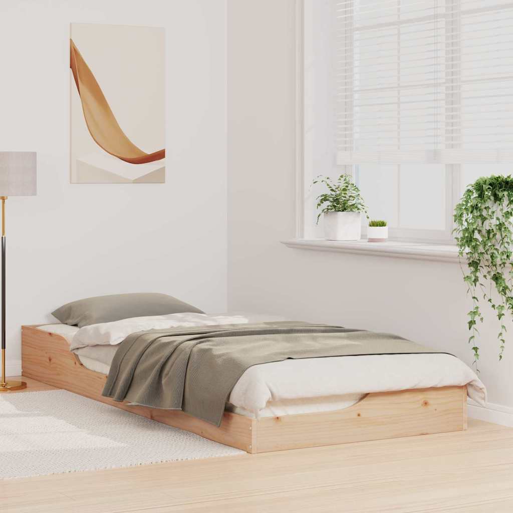 Bed Frame Brown 100 x 220 cm Solid Pine Wood