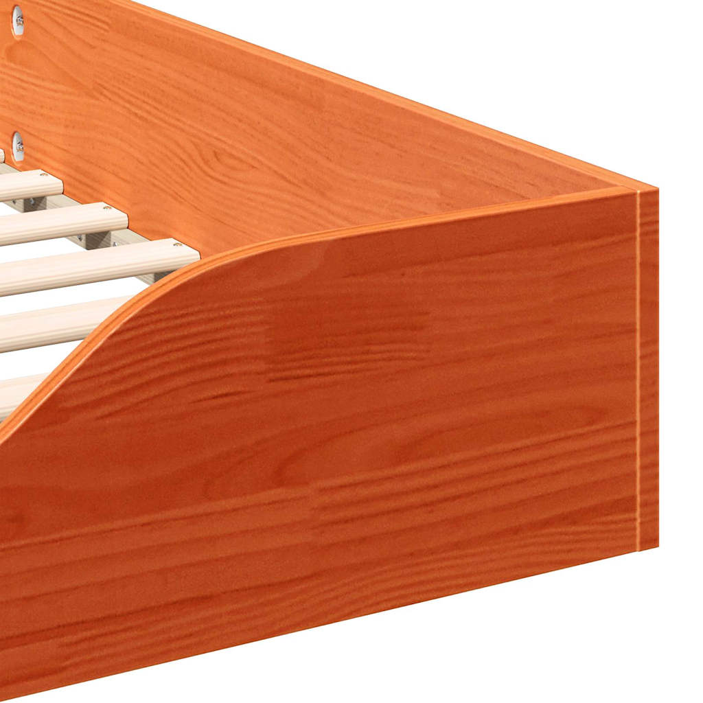 Bed Frame Wax Brown 100 x 220 cm Solid Pine Wood