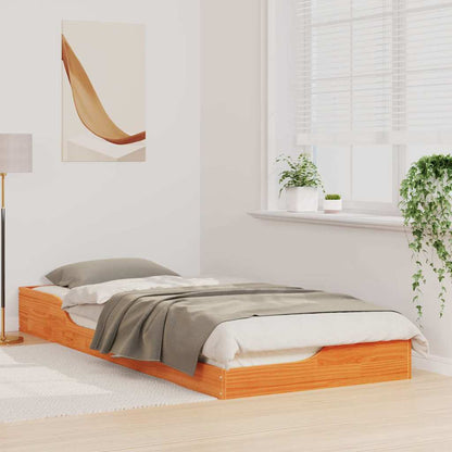 Bed Frame Wax Brown 100 x 220 cm Solid Pine Wood