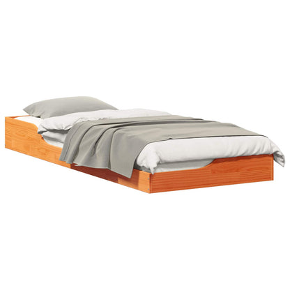Bed Frame Wax Brown 100 x 220 cm Solid Pine Wood