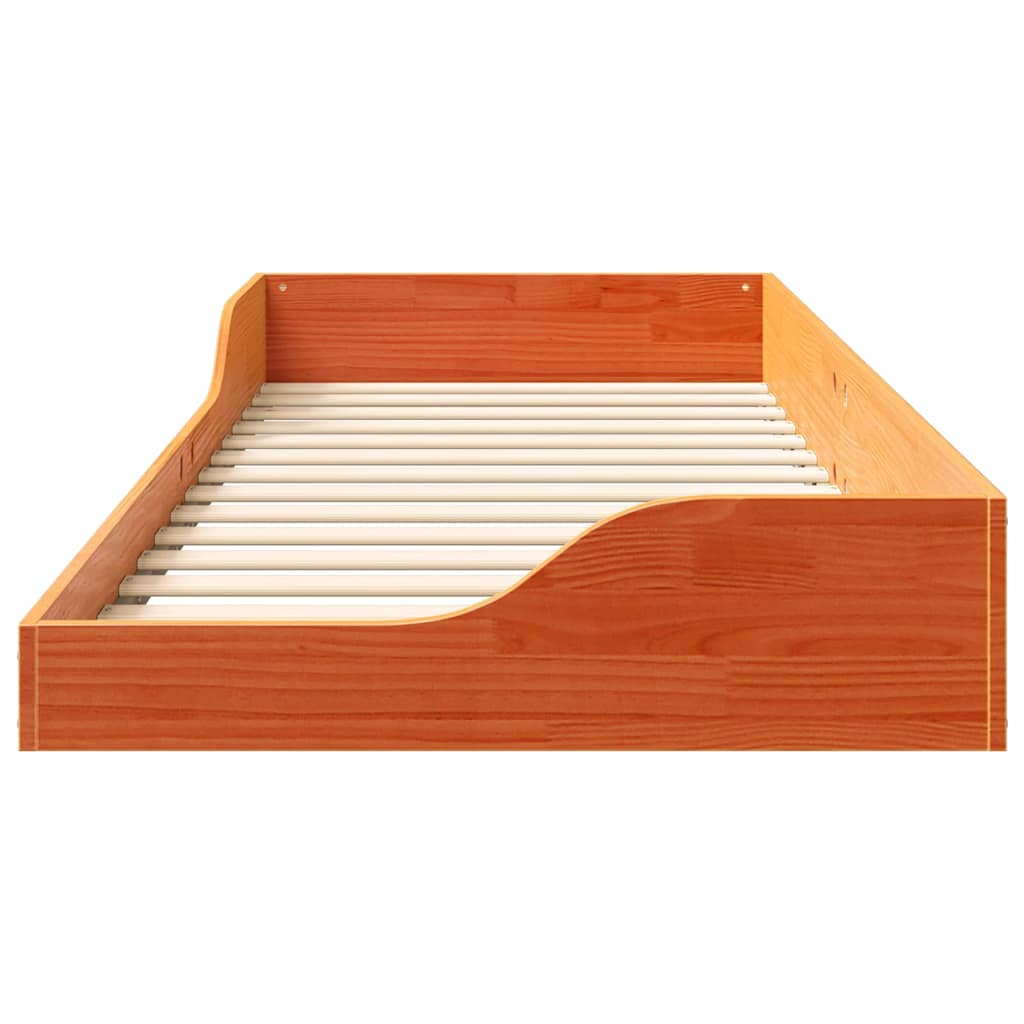 Bed Frame Wax Brown 100 x 220 cm Solid Pine Wood
