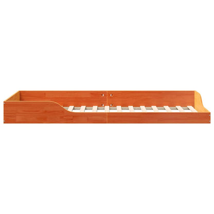 Bed Frame Wax Brown 100 x 220 cm Solid Pine Wood