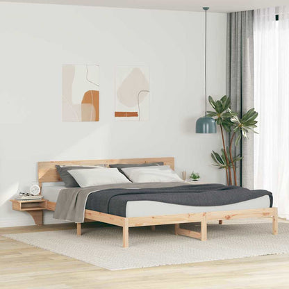 Bed Frame with Headboard Brown 180 x 200 cm Solid Pine Wood