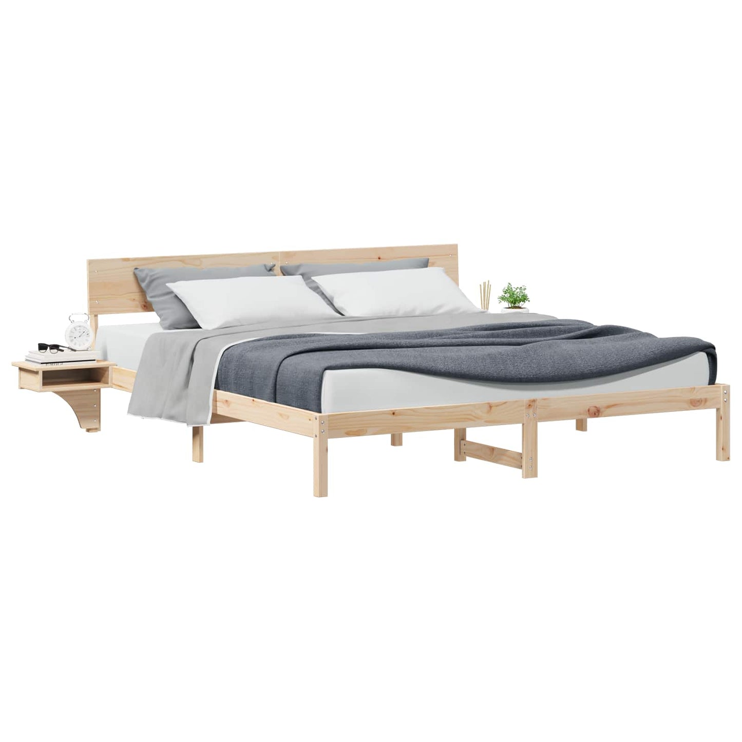 Bed Frame with Headboard Brown 180 x 200 cm Solid Pine Wood
