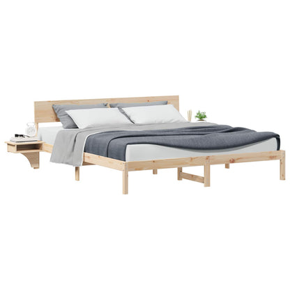 Bed Frame with Headboard Brown 180 x 200 cm Solid Pine Wood