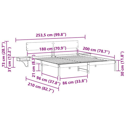 Bed Frame with Headboard Brown 180 x 200 cm Solid Pine Wood