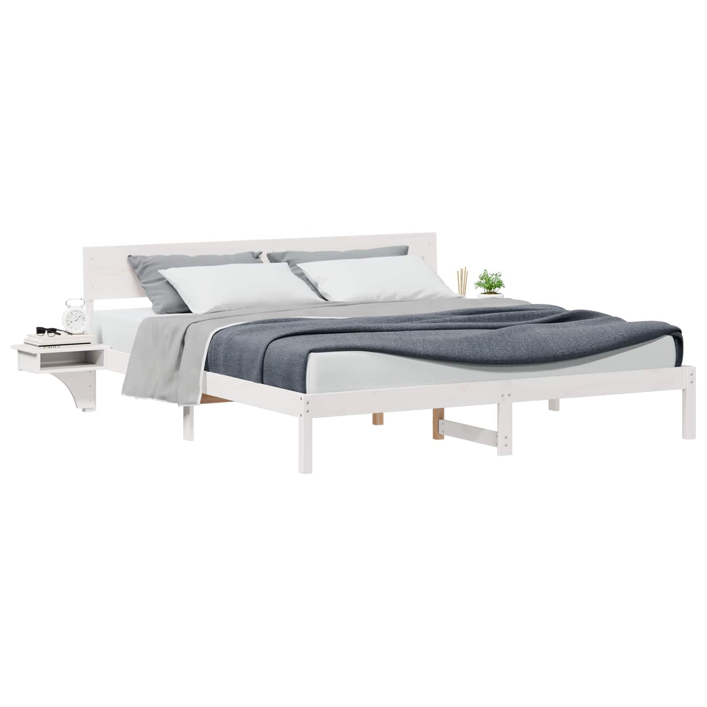 Bed Frame with Headboard White 180 x 200 cm Solid Pine Wood