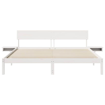 Bed Frame with Headboard White 180 x 200 cm Solid Pine Wood