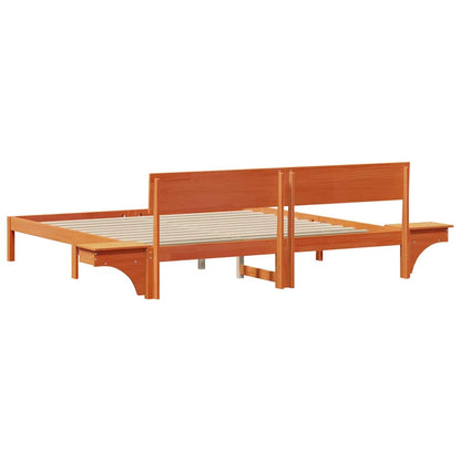 Bed Frame with Headboard Wax Brown 180 x 200 cm Solid Pine Wood
