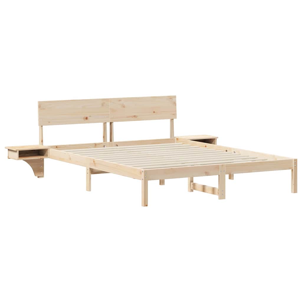 Bed Frame with Headboard Brown 160 x 200 cm Solid Pine Wood