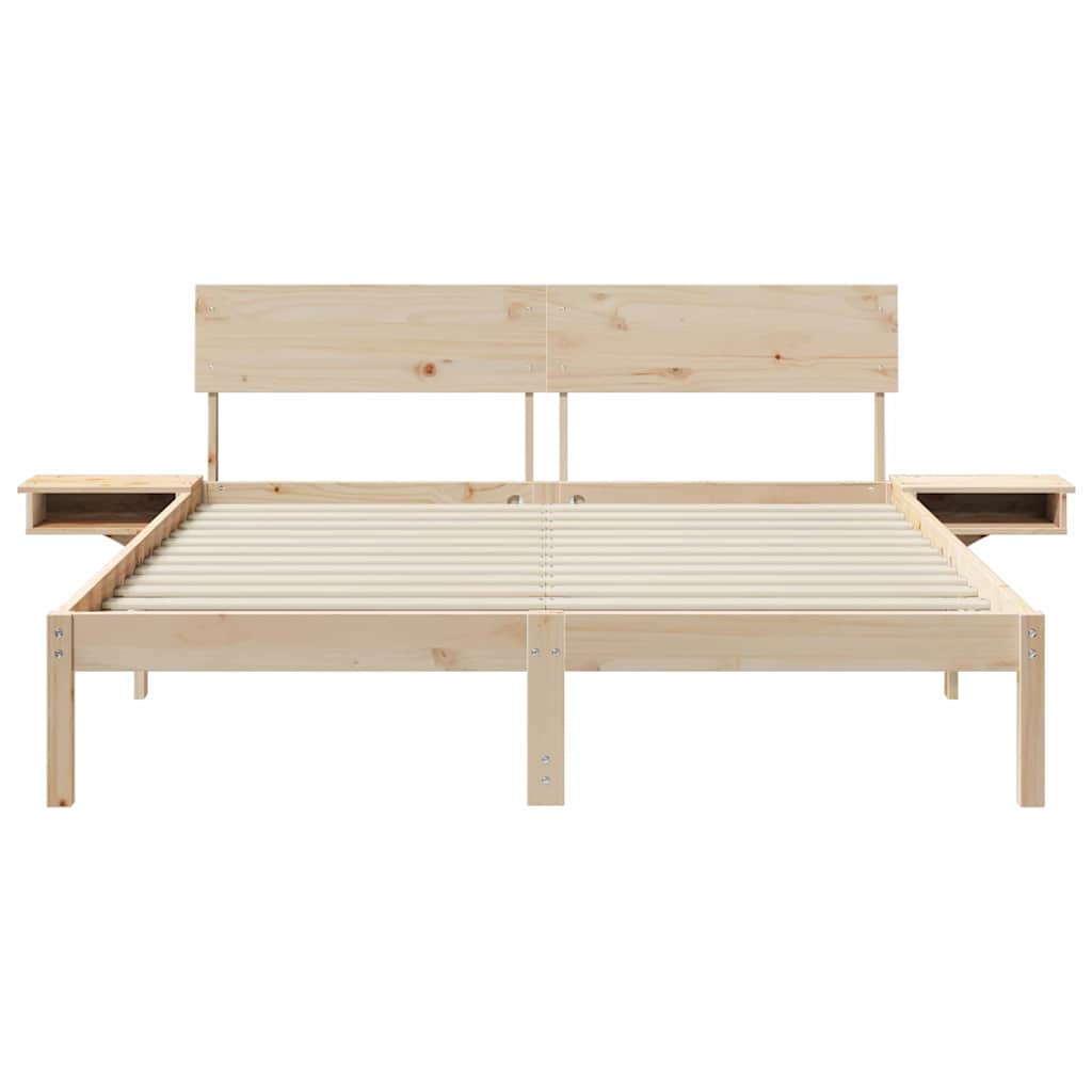 Bed Frame with Headboard Brown 160 x 200 cm Solid Pine Wood