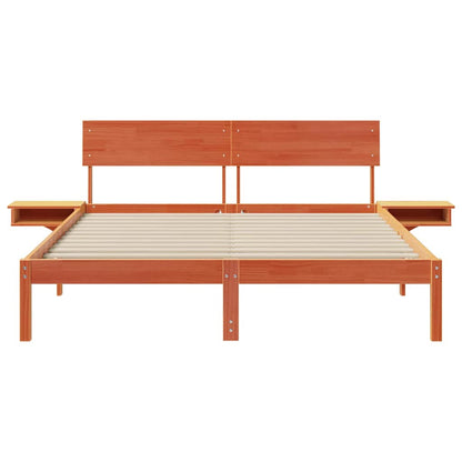 Bed Frame with Headboard Wax Brown 160 x 200 cm Solid Pine Wood