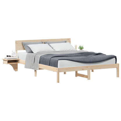 Bed Frame with Headboard Brown 150 x 200 cm Solid Pine Wood