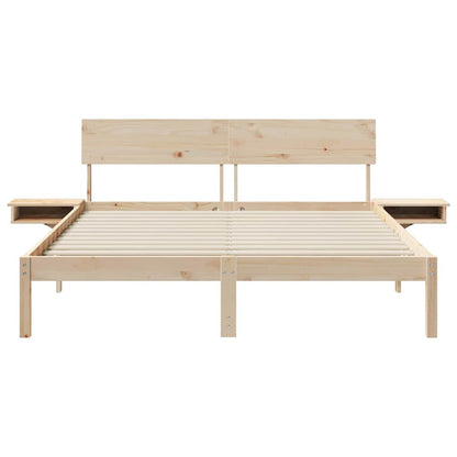 Bed Frame with Headboard Brown 150 x 200 cm Solid Pine Wood