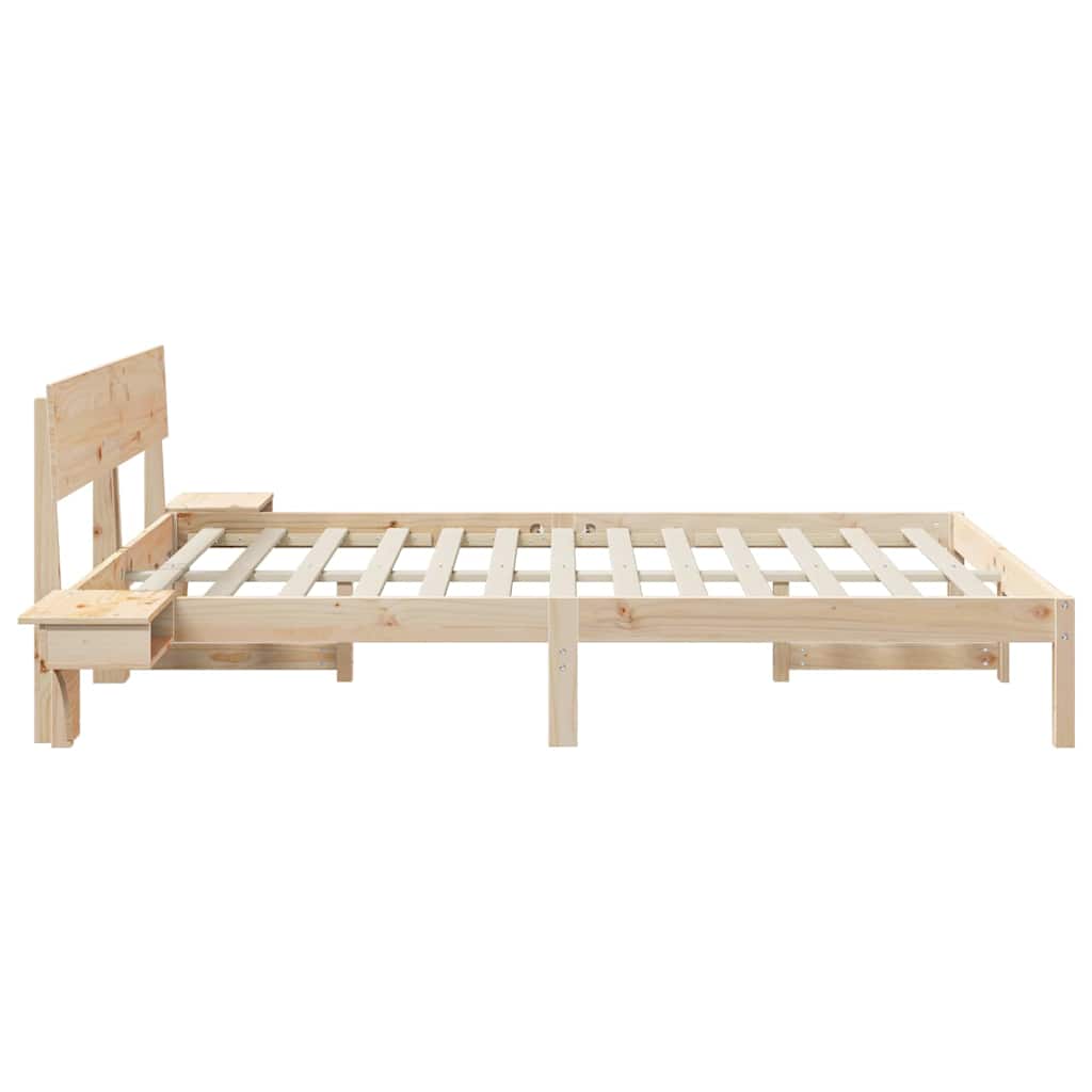 Bed Frame with Headboard Brown 150 x 200 cm Solid Pine Wood