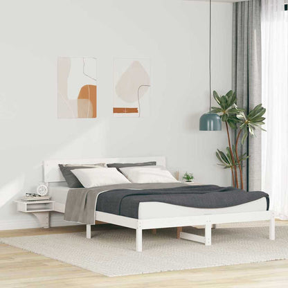 Bed Frame with Headboard White 150 x 200 cm Solid Pine Wood