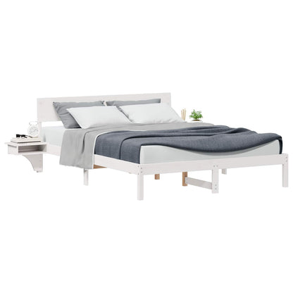Bed Frame with Headboard White 150 x 200 cm Solid Pine Wood