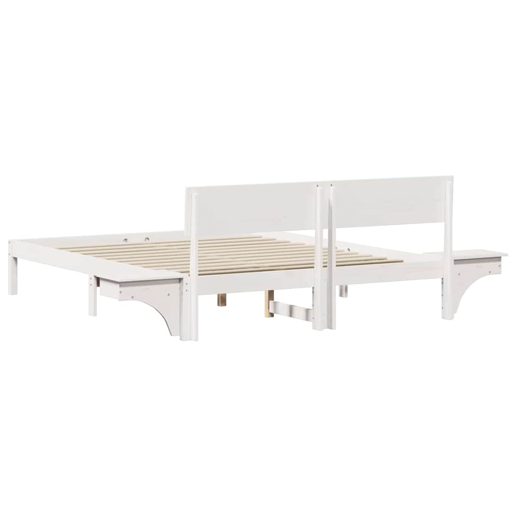 Bed Frame with Headboard White 150 x 200 cm Solid Pine Wood