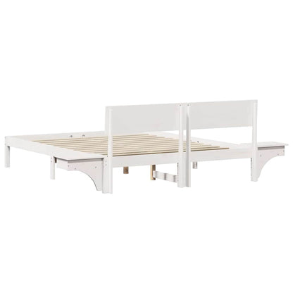 Bed Frame with Headboard White 150 x 200 cm Solid Pine Wood