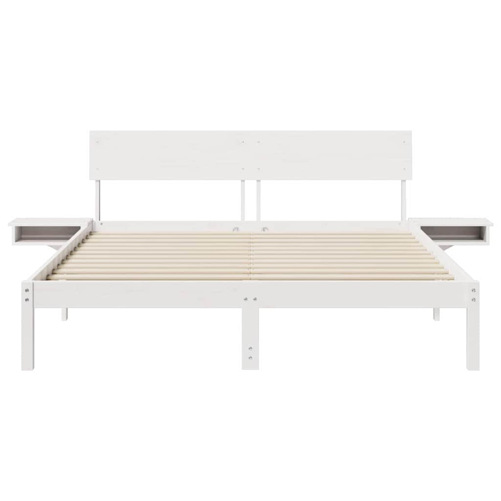 Bed Frame with Headboard White 150 x 200 cm Solid Pine Wood