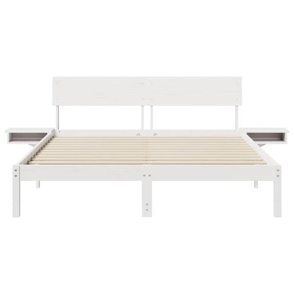 Bed Frame with Headboard White 150 x 200 cm Solid Pine Wood