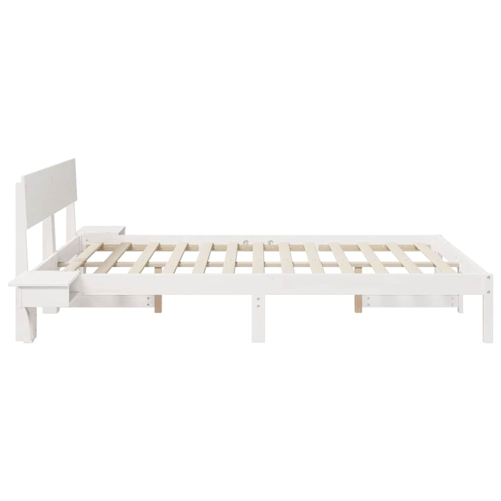 Bed Frame with Headboard White 150 x 200 cm Solid Pine Wood