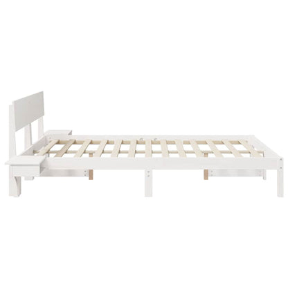 Bed Frame with Headboard White 150 x 200 cm Solid Pine Wood