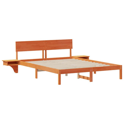 Bed Frame with Headboard Wax Brown 150 x 200 cm Solid Pine Wood