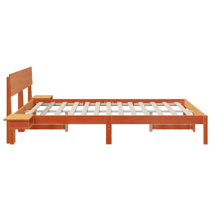 Bed Frame with Headboard Wax Brown 150 x 200 cm Solid Pine Wood