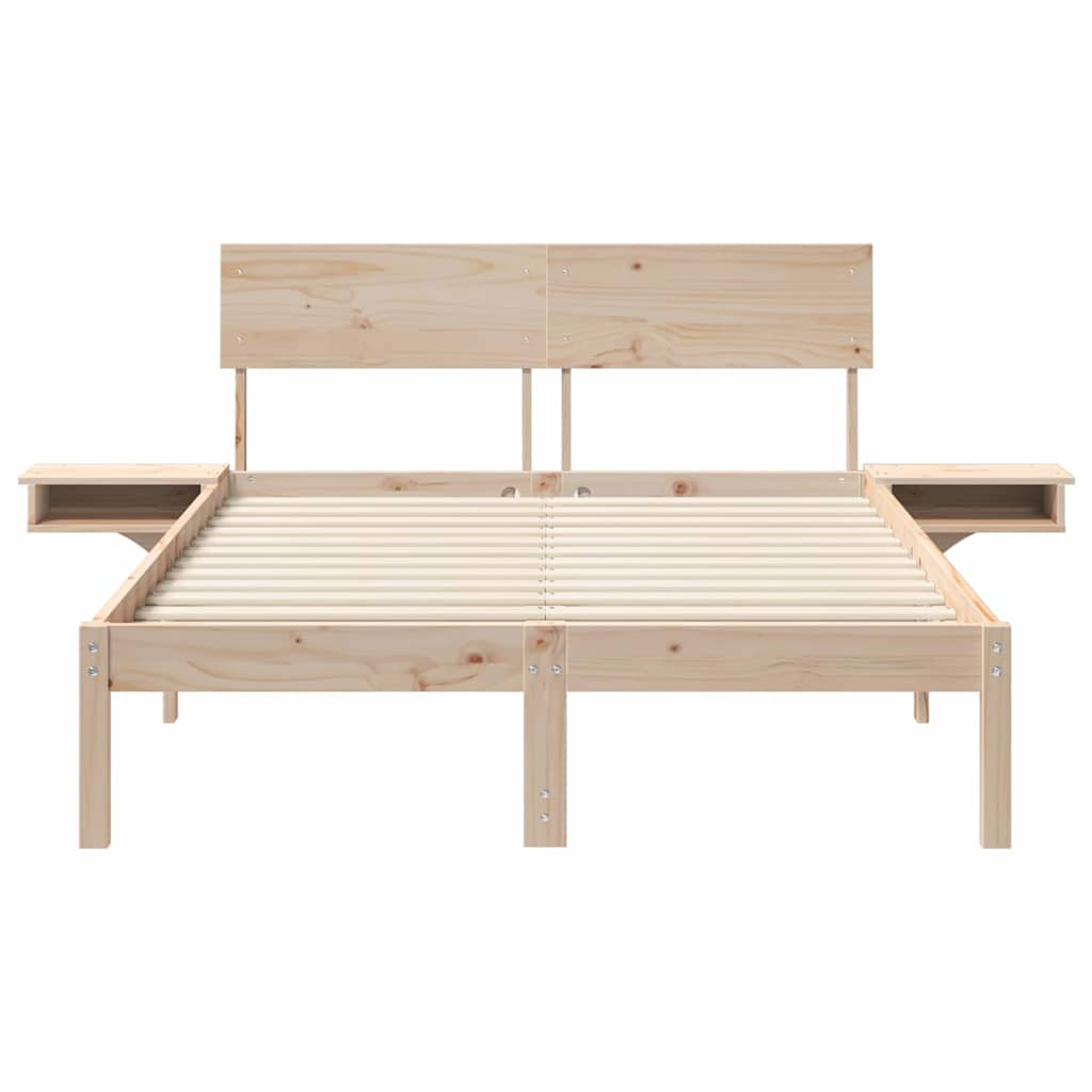 Bed Frame with Headboard Brown 140 x 200 cm Solid Pine Wood